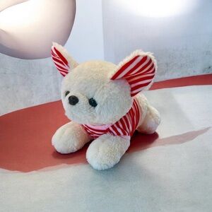 Stuffed Beautiful white plush toy with red details, perfect as a gift for Valent